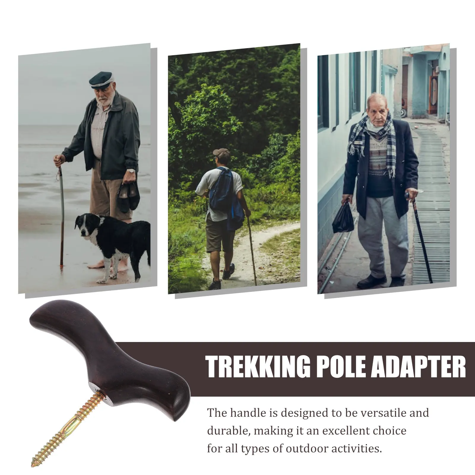 Wood Trekking Pole Handle Replacement for Hiking Skiing Walking Stick Outdoor Activities Non-Slip Ergonomic Grip Comfort Support