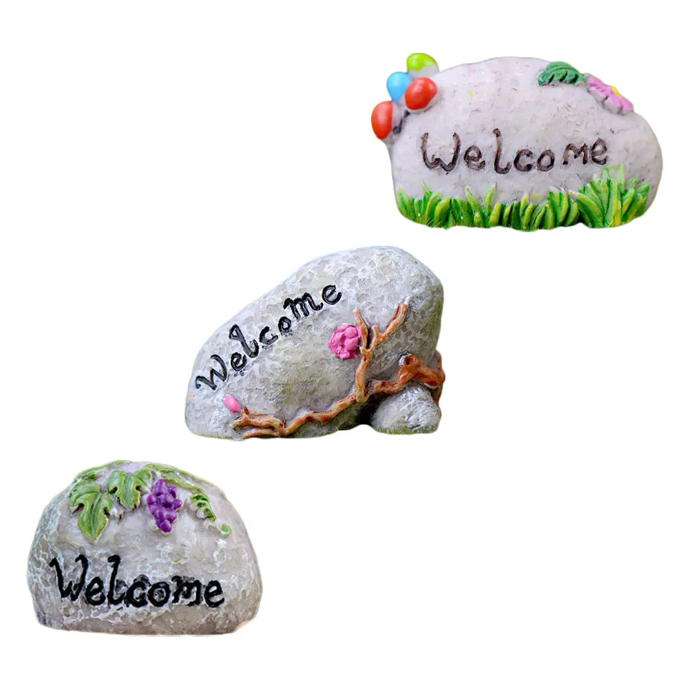 

3pcs Realistic Bonsai Ornament Stones Decor Micro Landscape Adornment Moss Succulent Plants Home Office Car Desktop Garden