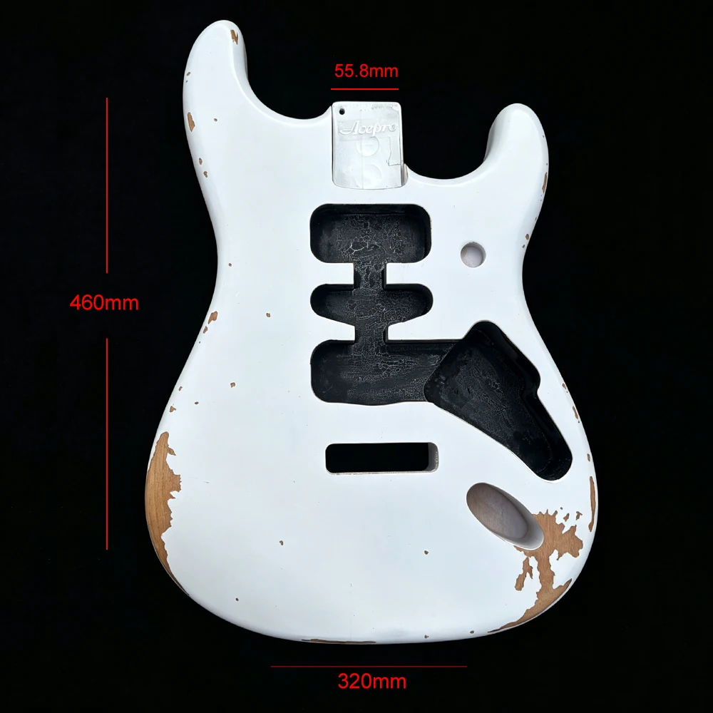 DIY Handmade Relic ST Electric Guitar Body Nitro Finish White Alder Wood H-S-H Pickups Cavities No Extra Guitar Parts Body Only