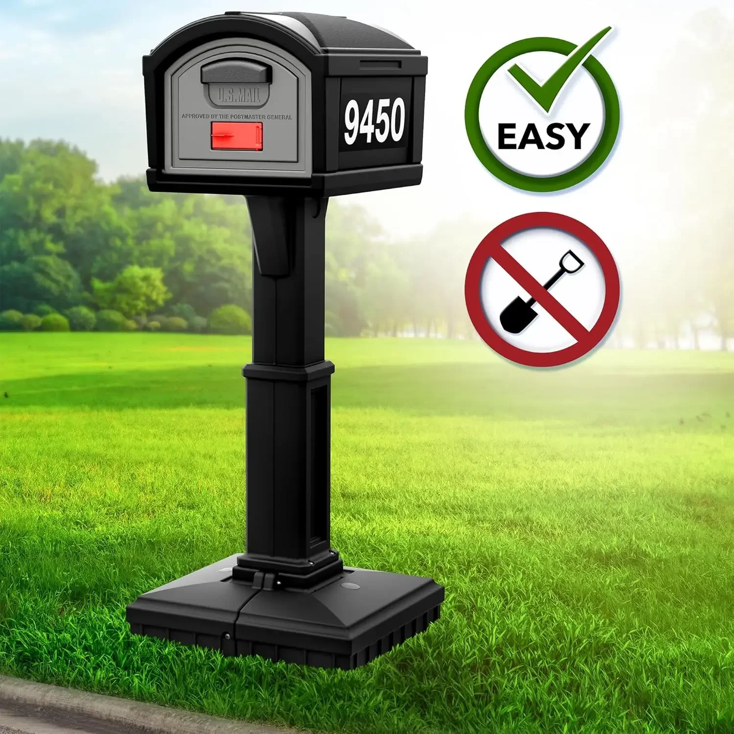T4 Extra Large Capacity XL Dig-Free Mailbox with Durable Construction, Weather-Resistant Design, and Easy No-Dig Installation, F