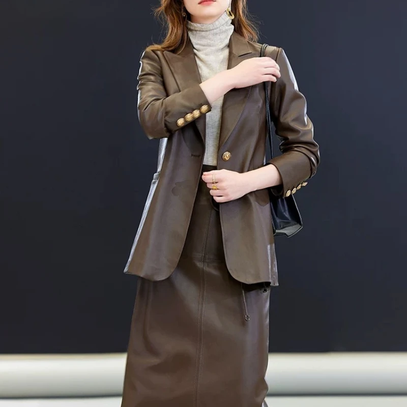 AYUNSUE Real Leather Jacket Women Natural Sheepskin Suit Coat Spring Autumn Womens Clothes Fashion Korean 2026 Косуха Женская