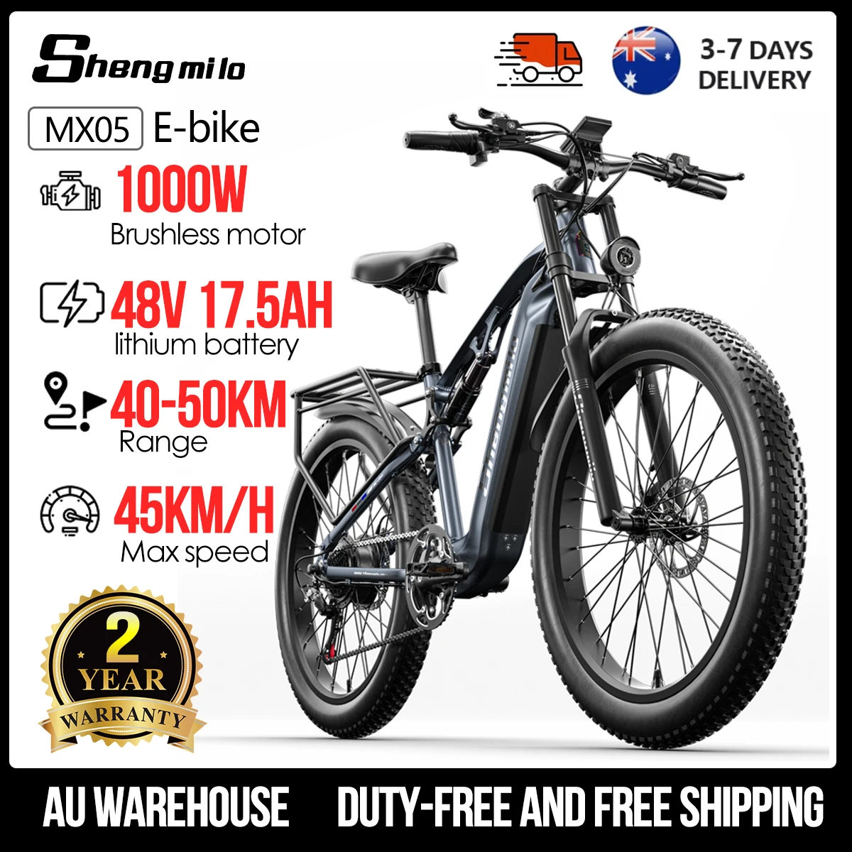 Shengmilo 1000W Fat Tire Electric Mountain Bike