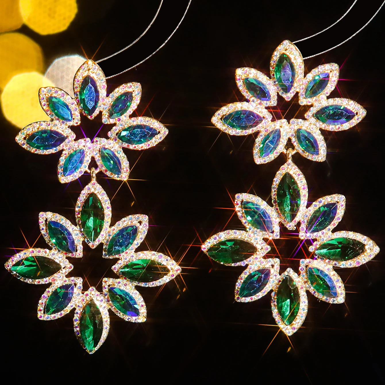 Fashion personalized crystal flower earrings temperament senior sense of super flash full of diamond petal earrings