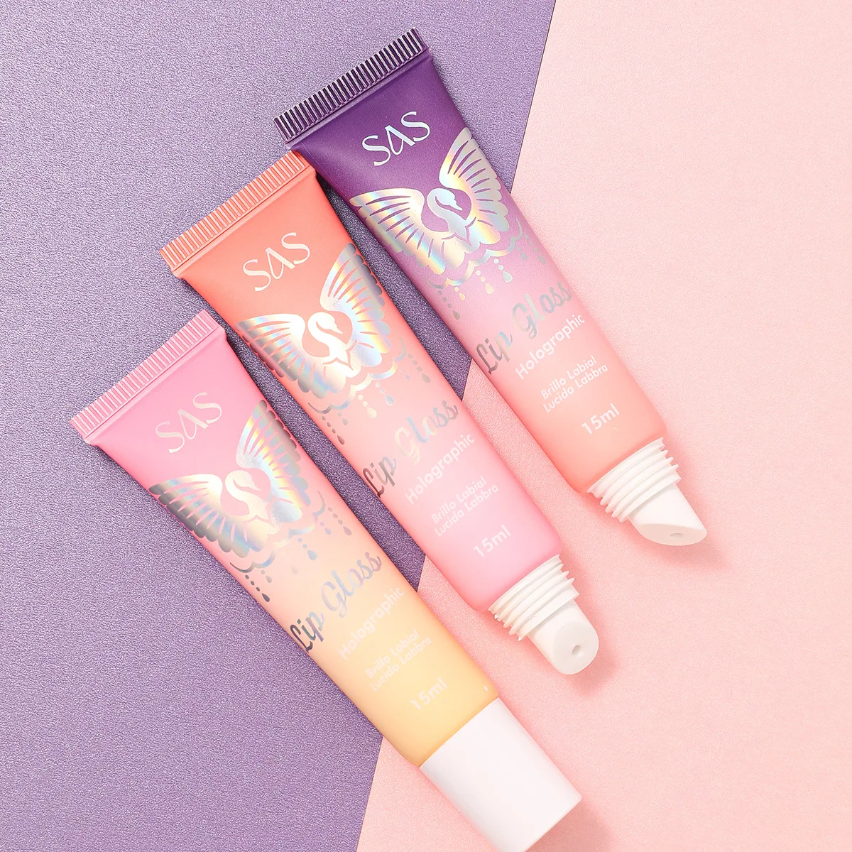 USHAS 3-kleuren parelmoer spiegel fijne glitter lip lip glazuur hydraterende exfoliërende hydraterende en voedende lippenstift