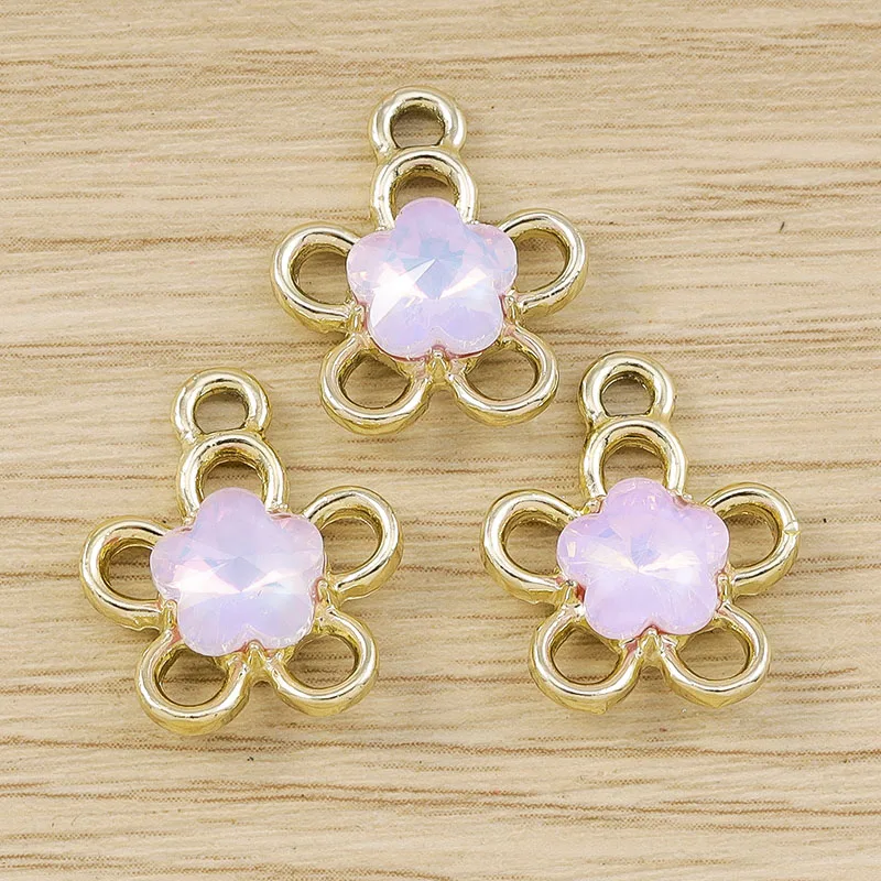 Tusember 10 Stück 14*18mm Niedliche Exquisite Kristallblumen-Anhänger für Schmuckherstellung DIY Tropfenohrringe Halskette Basteln – Detail 20
