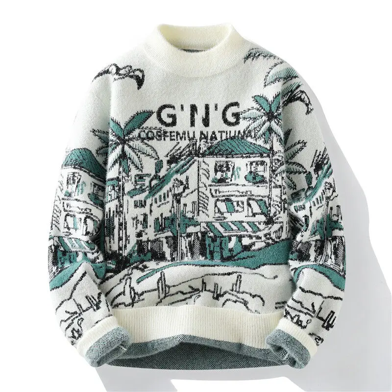 

Men Knitted Sweater Stripe Pullovers Printing Round Neck Sweater Autumn/Winter Designer Quality Casual Men Clothing Jumper