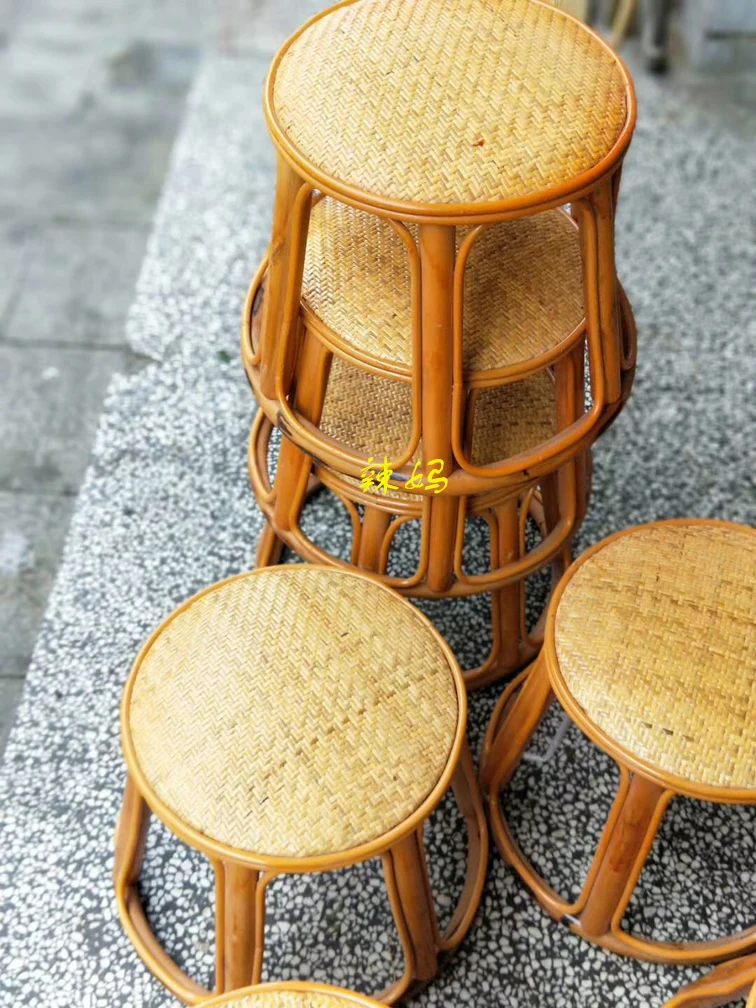 Yunnan handmade rattan stools, round stools, low stools, dancing round stools, bamboo stools, home furnishings