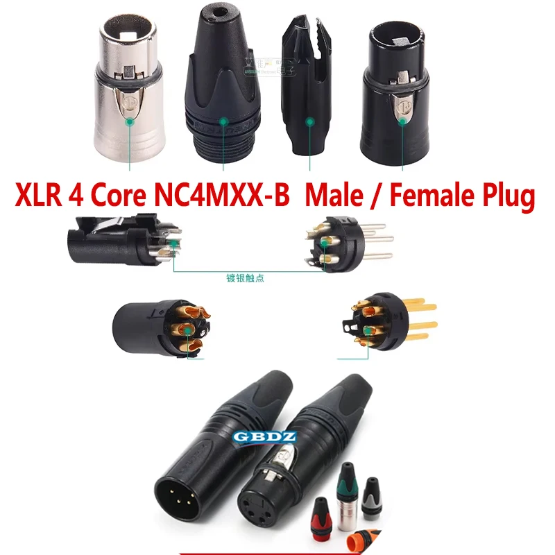 

NEUTRIK NC4MXX-B 4-Pin XLR Male Female Connector Plug for DIY Headphone Mod Pro Audio Quality