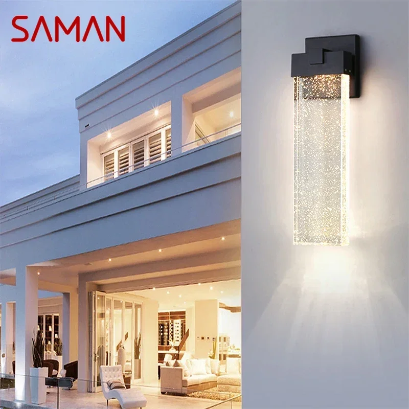 SAMAN Contemporary LED Outdoor Crystal Wall Lamps Electric Simplicity Waterproof Balcony Hallway Courtyard Villa Gate Hotel