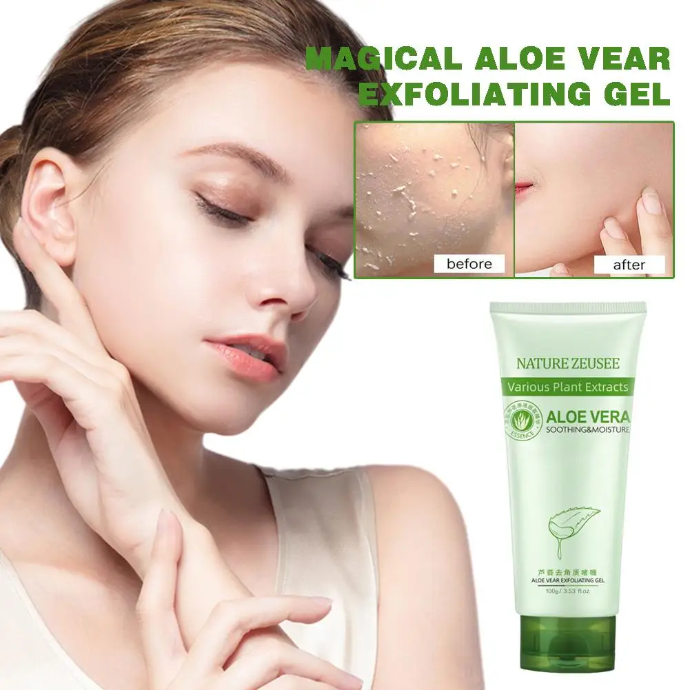 100g Gel esfoliante all'aloe Vera scrub viso peeling gel olio controllo del corpo rinfrescante bellezza sbiancante e prodotto per la cura idratante B4W8