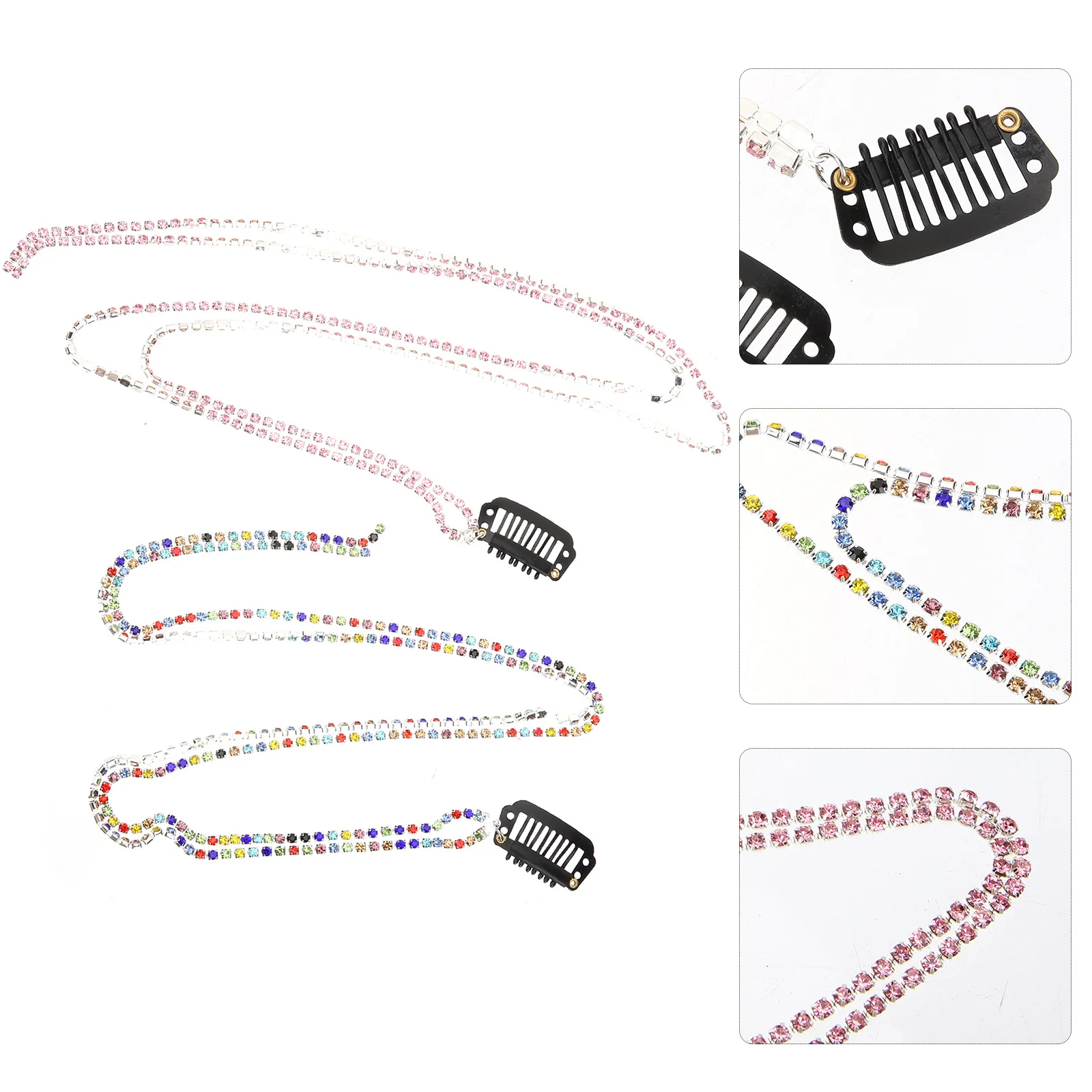 

2Pcs Hair Chains Rhinestones Clip Jewelry Tassel Accessories for Women Party Wedding Birthday