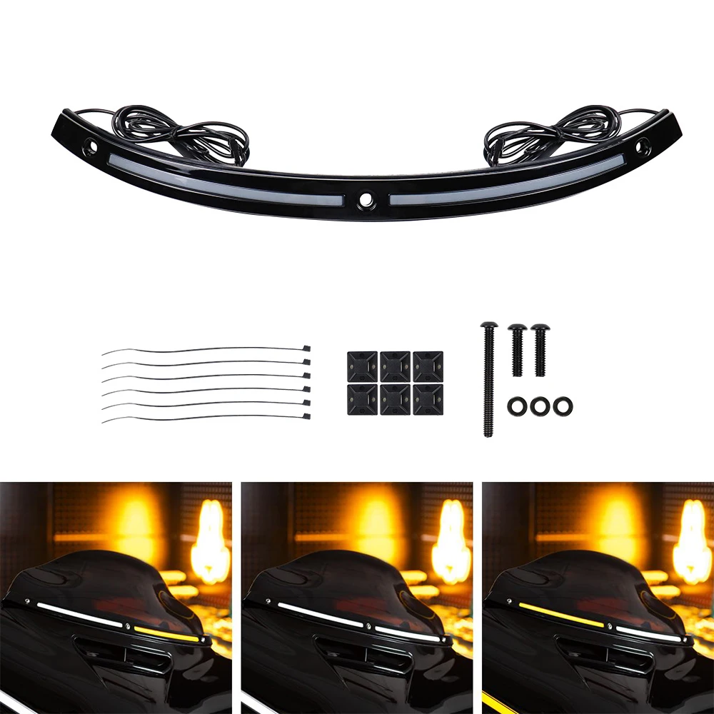 Motorcycle Windshield Trim Light LED Turn Signal Light DRL for Touring Street Glide Special 2014 - 2023 Tri Glide Ultra Classic