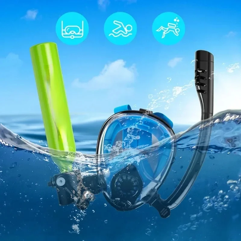 Diving Tank with Snorkel Mask 0.5L Mini Scuba Portable Oxygen Cylinder Full Face Diving Mask Underwater Breath System with Pump