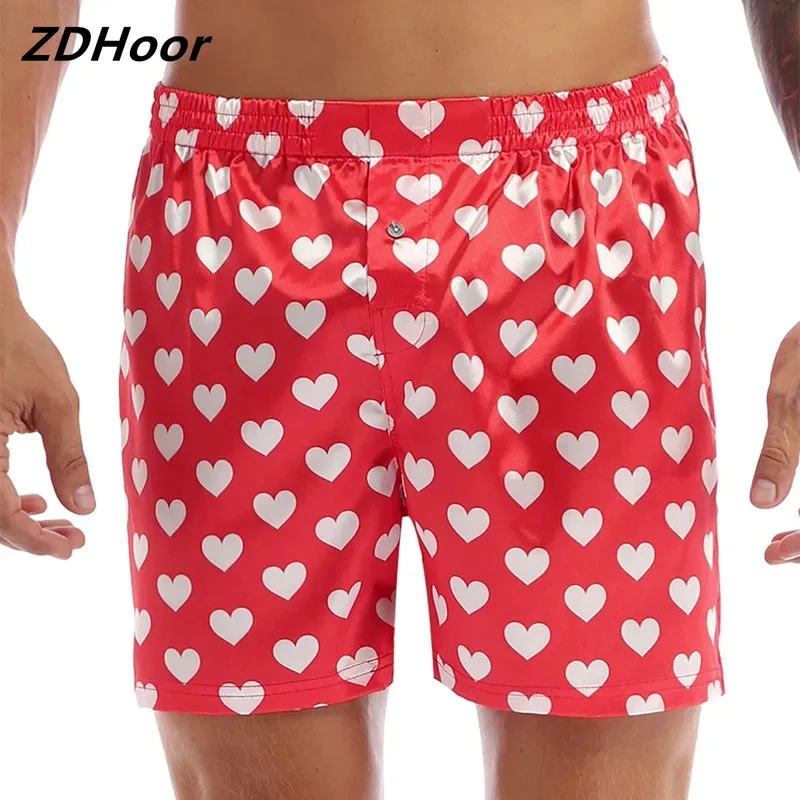 

Mens Cute Love Heart Print Shorts Classic Soft Boxer Lightweight Loose Sports Short Pants