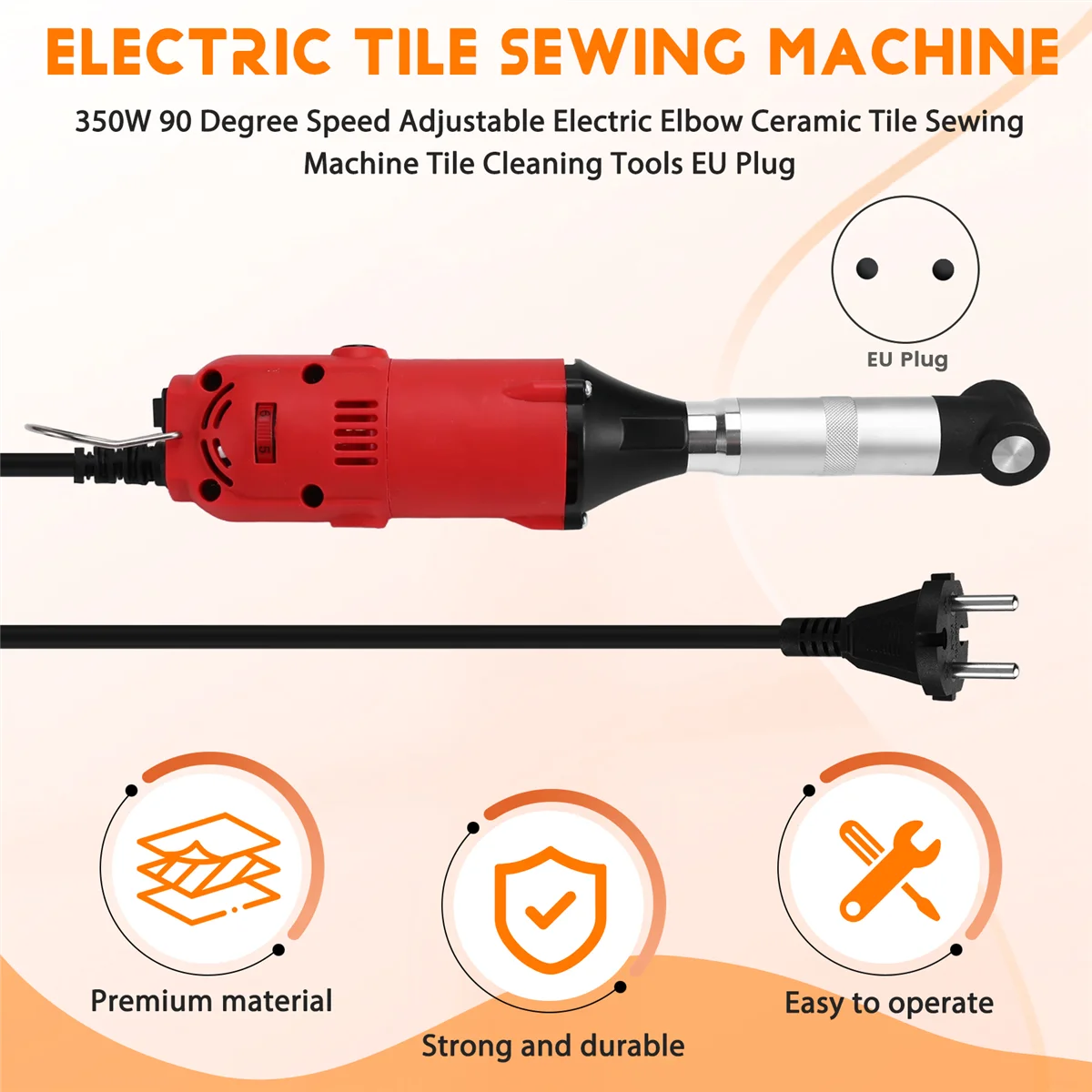 High-end 350W 90 Degree Speed Adjustable Electric Elbow Ceramic Tile Sewing Machine Tile Cleaning Tools EU Plug