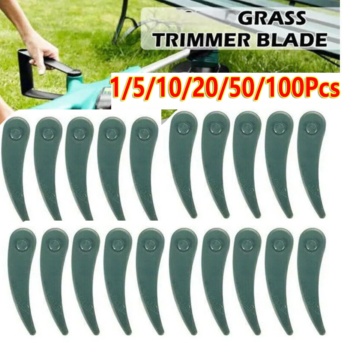 1/5/10/20/50/100Pc Green Plastic Grass Trimmer Blades Replacement Blade Fit ART 26-18Li ART 23-18 Lawn Mower Gardening Accessory