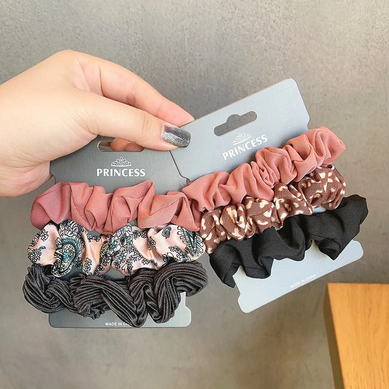 3Pcs/set Solid Silk Satin Scrunchies Women's Hair Accessories Ponytail Holder Hair Ties Elastic Hair Rubber Band Headwear Simple