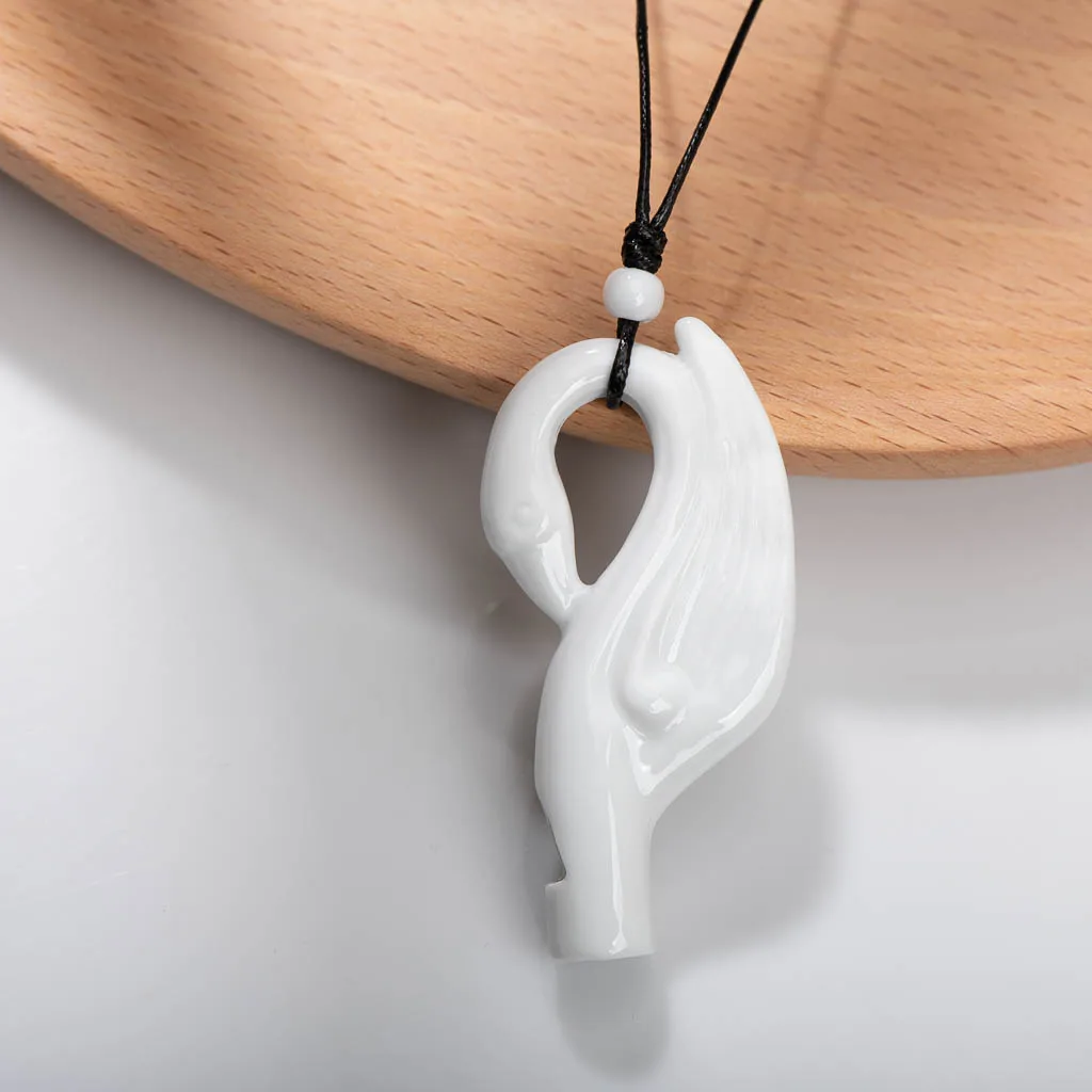 Ceramic Swan Whistle Necklace Adorable Cartoon-Inspired Children\'s Perfect Gift for Friends Students X410