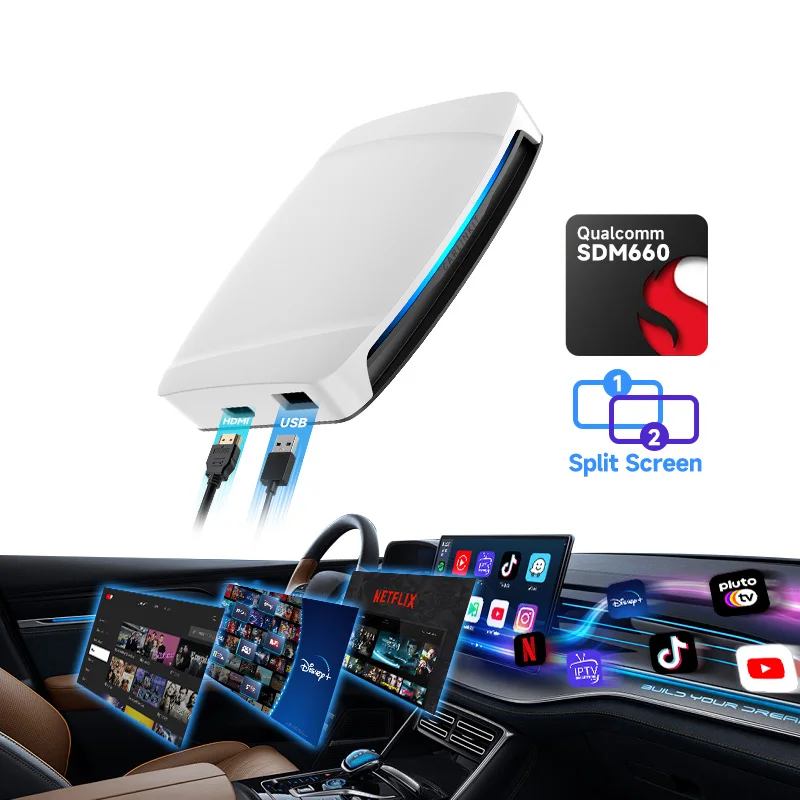Carlinkit 128 ГБ Tbox Uhd Usb-порт, проводной к беспроводному Carplay Ai More Android Auto 13, автомобильный смарт-бокс Sdm660, автомобильный игровой адаптер