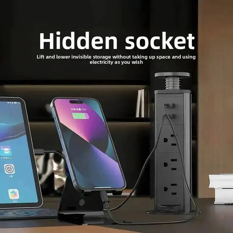 Herepow Desktop Hidden Adjustable Power Socket With Type-C Home Appliance AU CN US UK Israel Universal Standard Plug Adapter