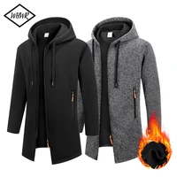 Chaqueta Retro con cremallera para hombre, cortavientos de longitud media, chaquetas cálidas de lana para primavera, otoño e invierno, abrigo de hilo de retales informal a la moda