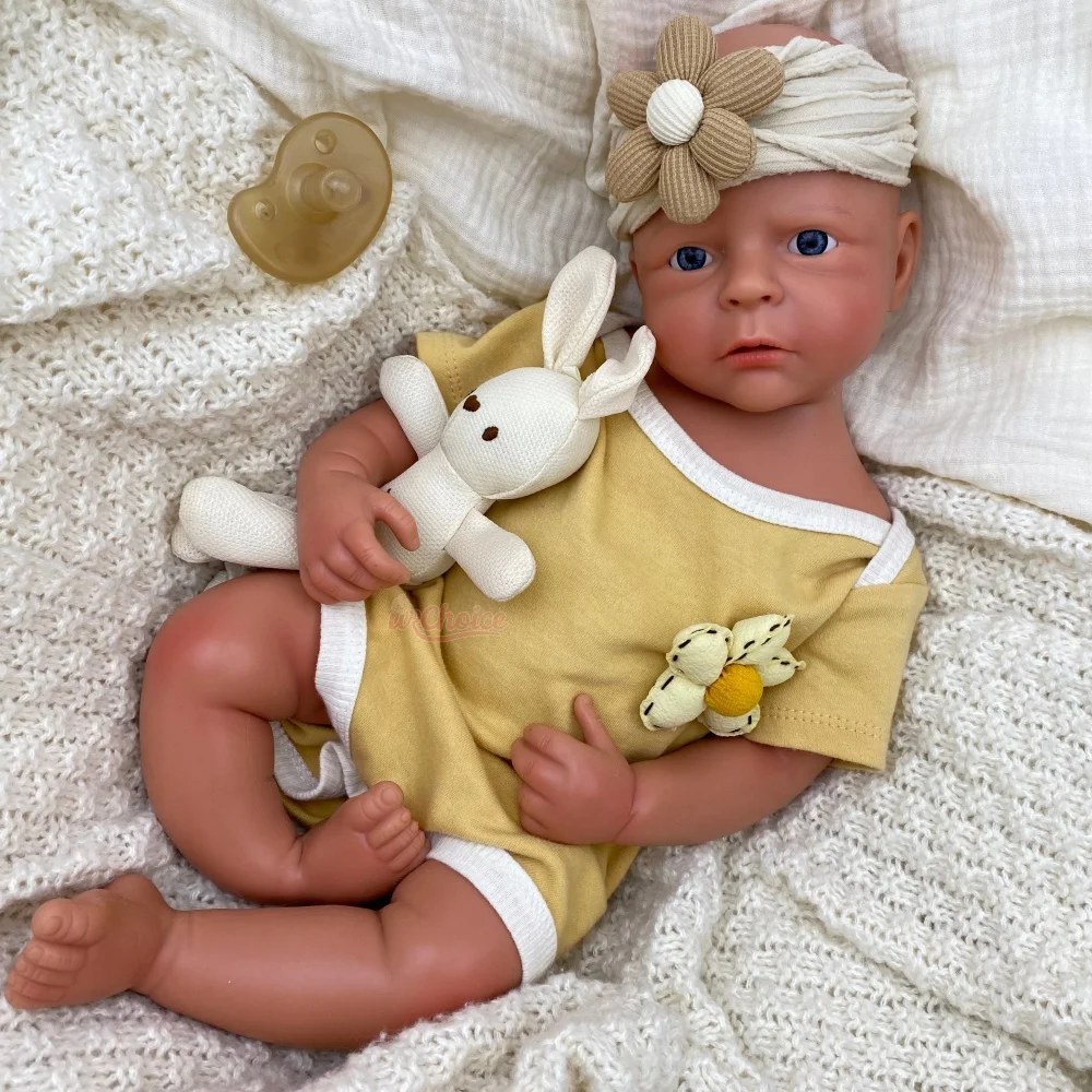 50cm 3D Skin Tone Lifelike Silicone Newborn Girl Weighted Reborn Doll Comfort Companion Keepsake Gift For Emotional Support