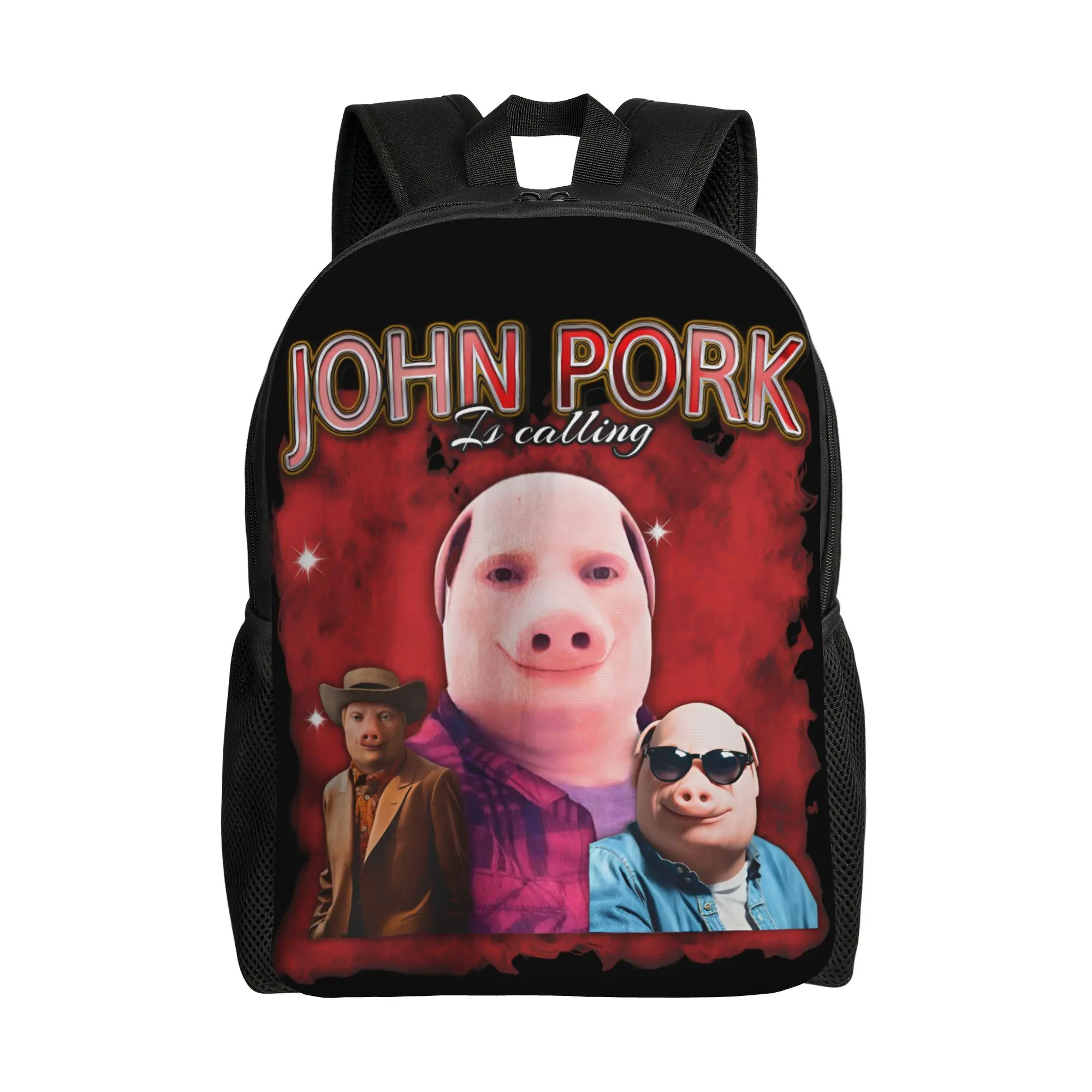 John Pork Is Calling Answer Call Phone Backpack Funny Pig Meme Daily Backpacks Boy Girl Big High School Bags Style Rucksack
