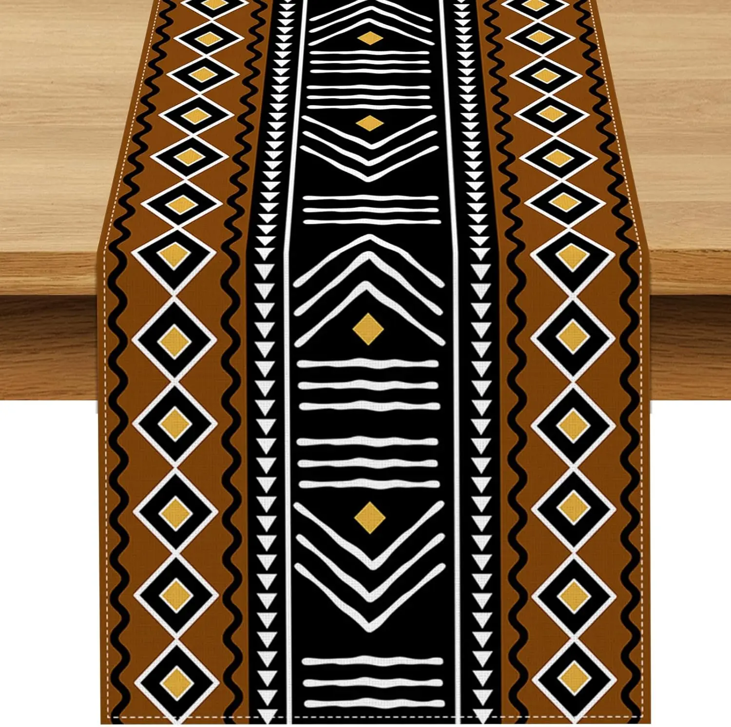 African Geometric Tribal Linen Table Runner Holiday Party Decor Reusable Kitchen  Dining Table Runner Wedding Decorations