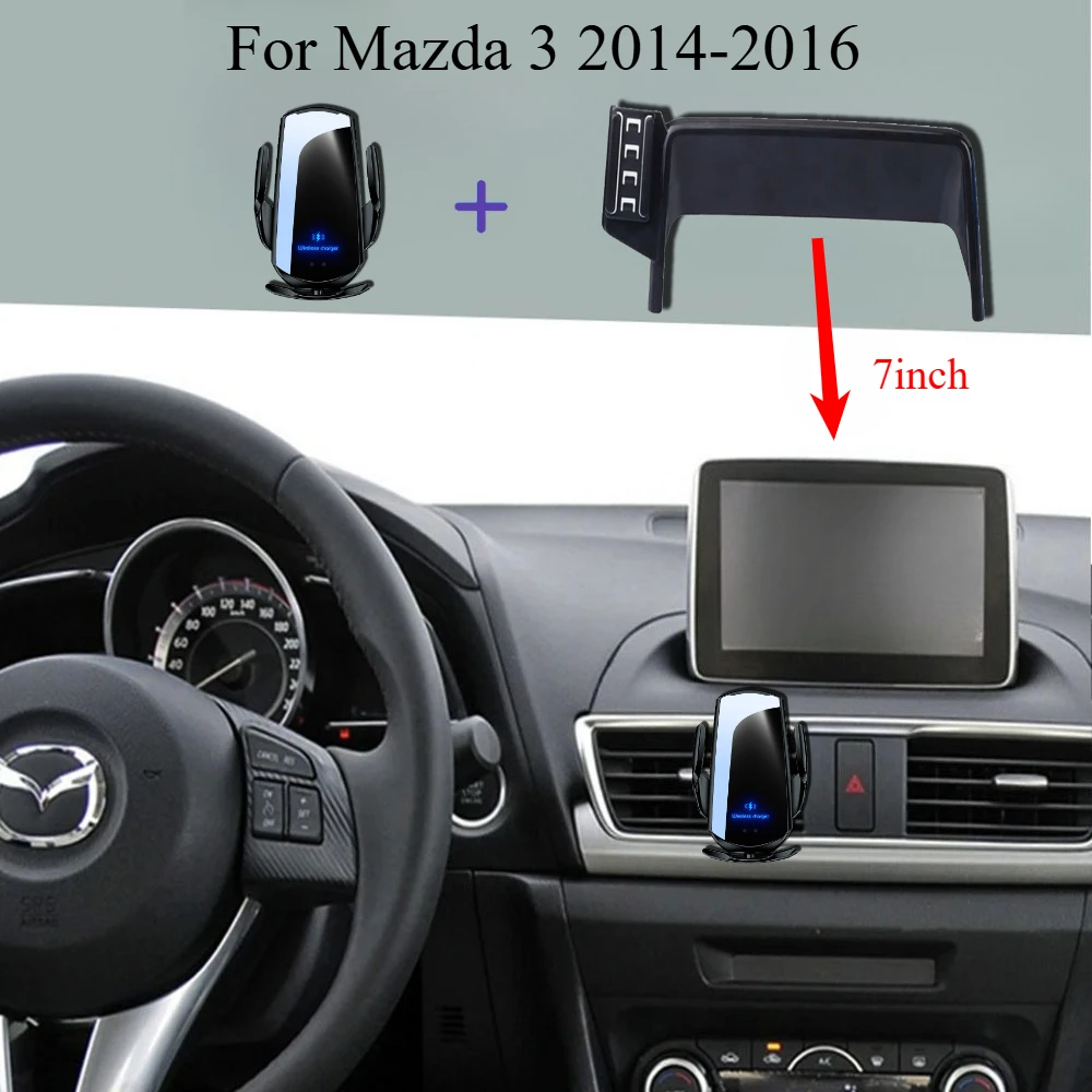 

Автомобильный держатель телефона для Mazda 3 2014 2015 2016, BM BN, фиксированный навигационный кронштейн для экрана, беспроводная зарядка
