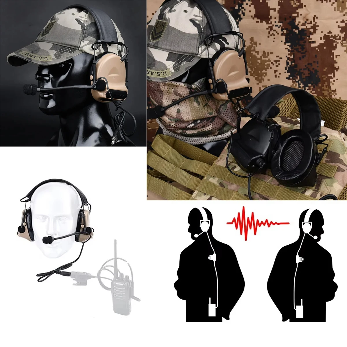 Zestaw słuchawkowy YiNiTone MT U94X PTT NATO z aktywną redukcją szumów i skórzanym pałąkiem na głowę do radiotelefonów Motorola EP450 PRO1150 CP100 TYT walkie-talkie