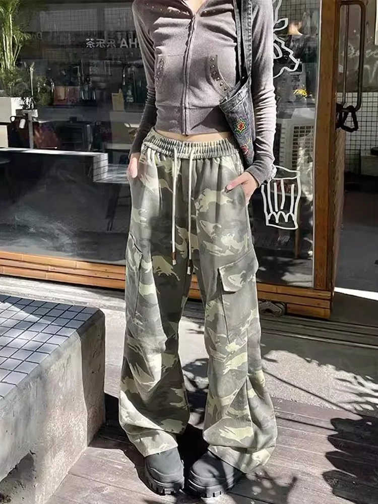 

Американские ретро-брюки-карго унисекс, осенние, свободного кроя, спортивные, драпированные, широкие штаны