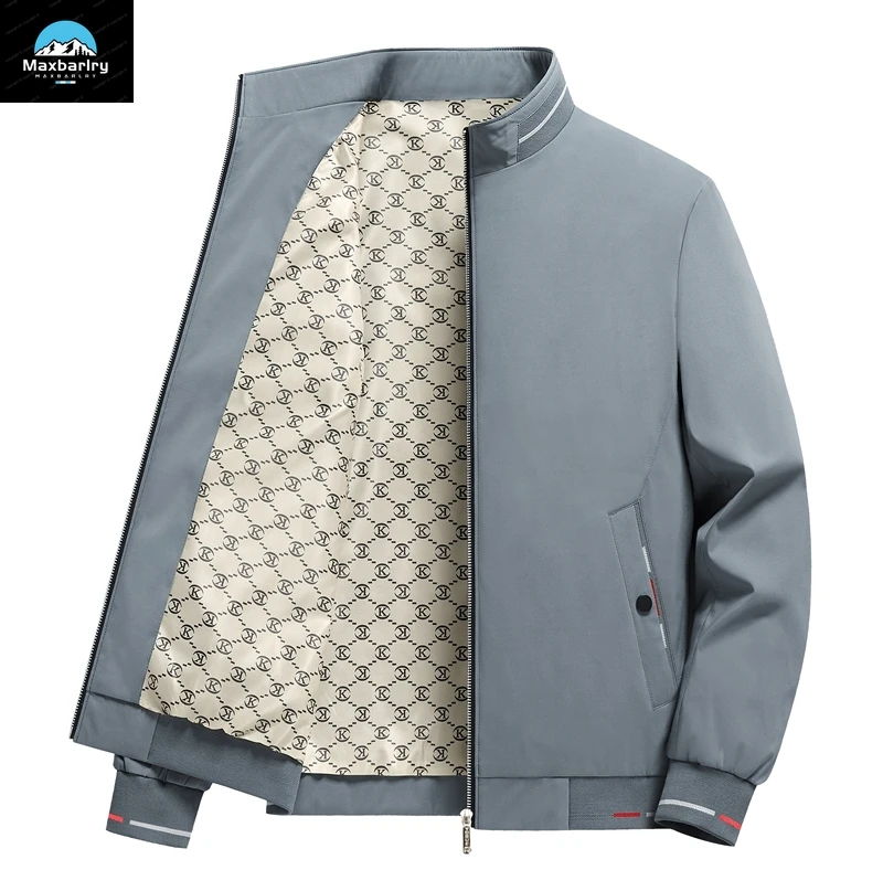 2024 Spring Men's Jacket Business Casual Solid Color Zipper Pocket Jacket Plus Size Men's Baseball Collar Coat Brand Clothing
