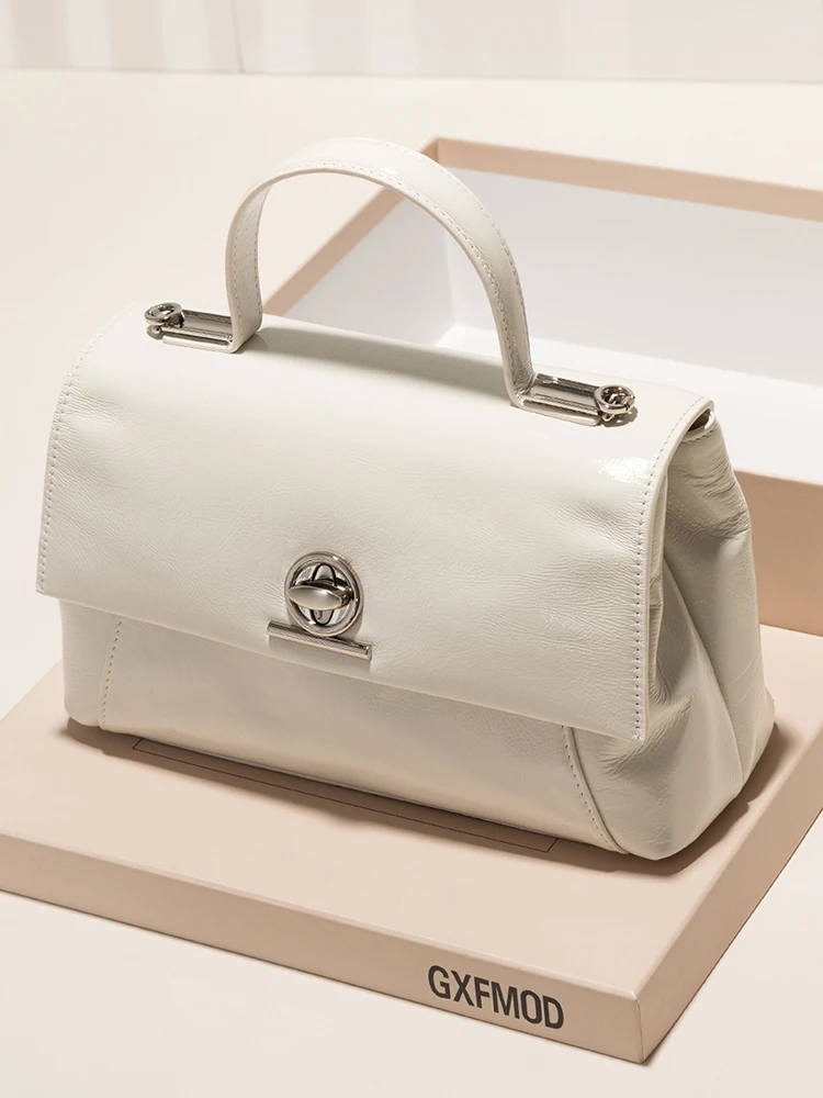 

Casual Chic Leather Handbag GXFMOD Trendy Women's Crossbody Bag Faionable Daily Use Soft Cowhide Bag Handheld Square Bag