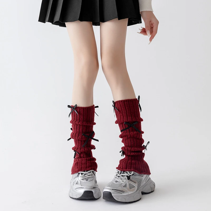 Autumn And Winter Anchor Red Leg Sets Lolita Korean Lace New Year Christmas Red Ballet Style Jk Calf Socks