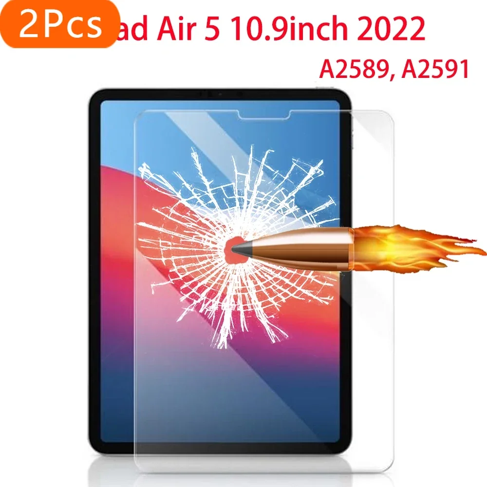 

2 шт. закаленное стекло для Apple iPad Air 5 2022 A2589 A2591, защитное стекло с полным покрытием для экрана iPad Air 5-го поколения 10,9