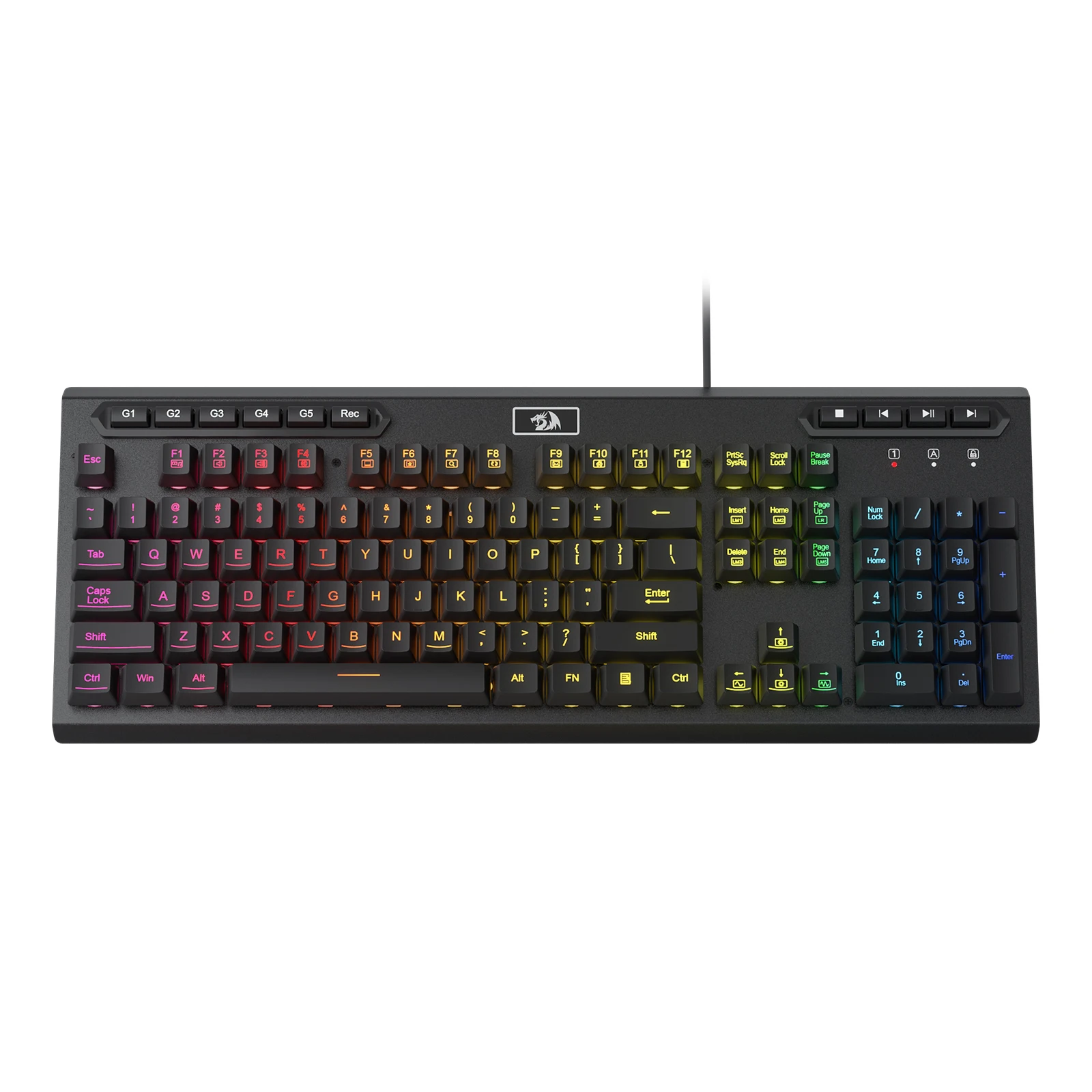 Redragon K513 RGB Membrane Gaming Keyboard, Standard 104 Keys Linear Wired Mechanical-Feel Keyboard