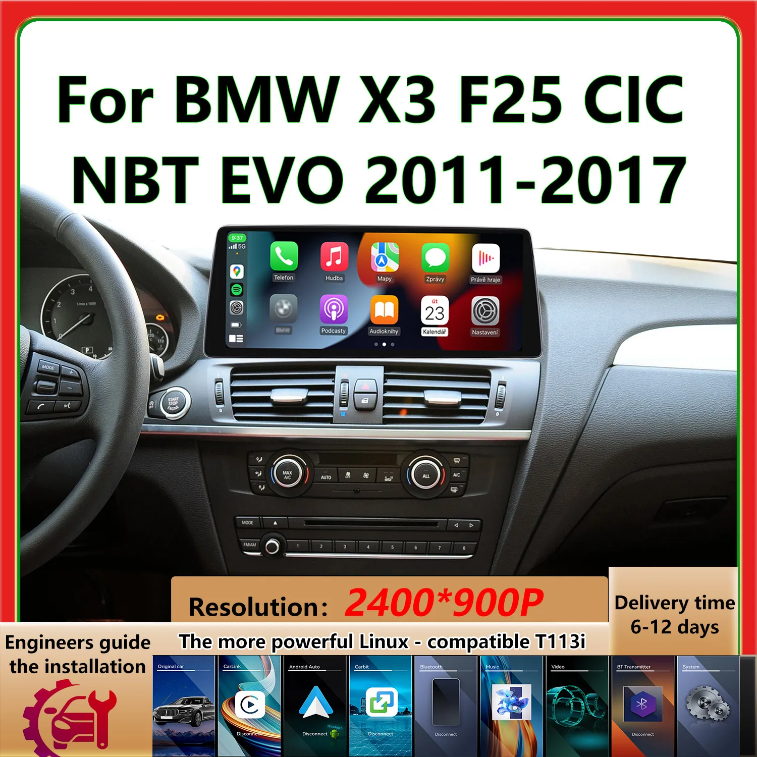 

Обновление 2400*900p для BMW X3 F25 CIC NBT EVO 2011-2017 автомобильный мультимедийный плеер hd экран беспроводной Carplay Android Auto автомобильное воспроизведение