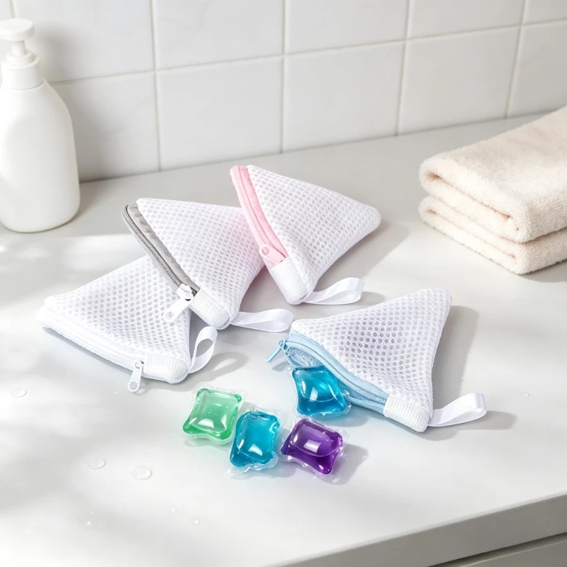 3pcs Mini Mesh Zipper Pouch Triangle Laundry Bag Travel Portable Organizer for Toiletries Small Accessories Breathable Storage