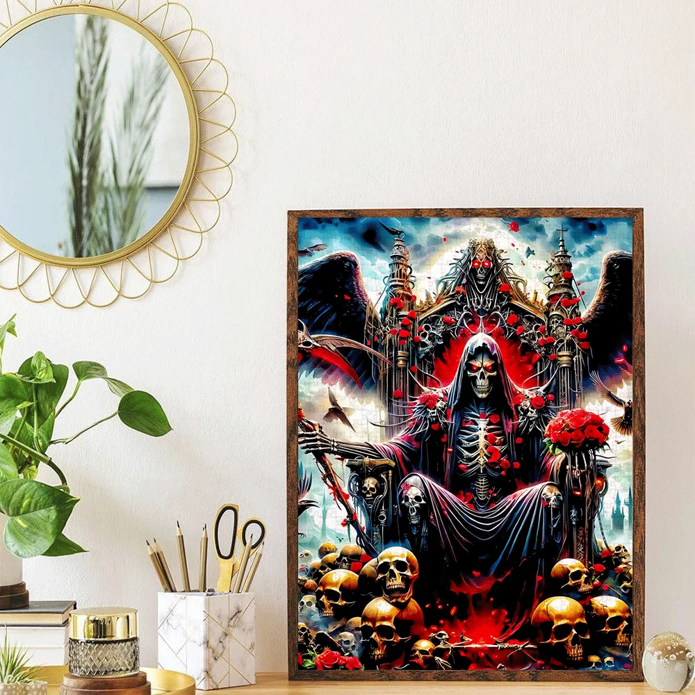 Gothic Grim Reaper Skull Scene Jigsaw Puzzle Adult Dark Art Intellectual Game Home Leisure Decompression Puzzle Toy for Horror F