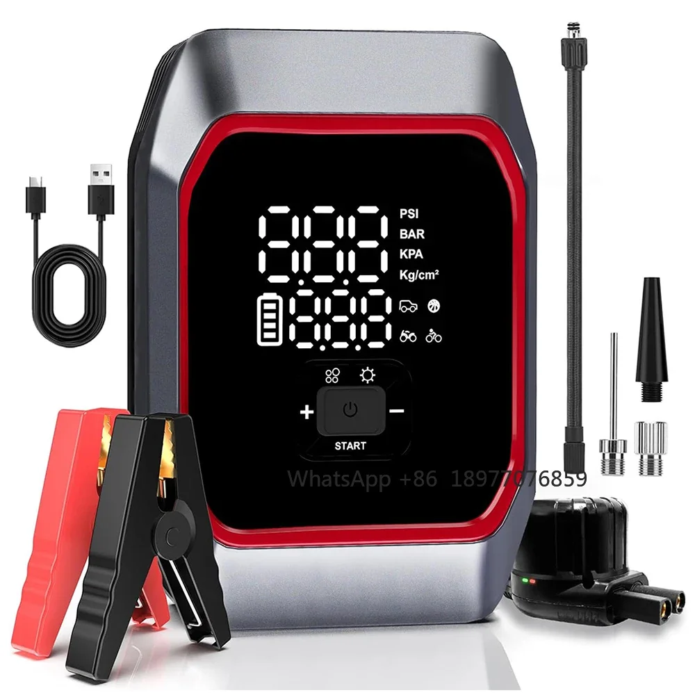 OEM ODM Car Jump Starter With Air Compressor Upgraded Portable Car Battery Charger 6000A Peak Current12V Jump Box Battery Pack
