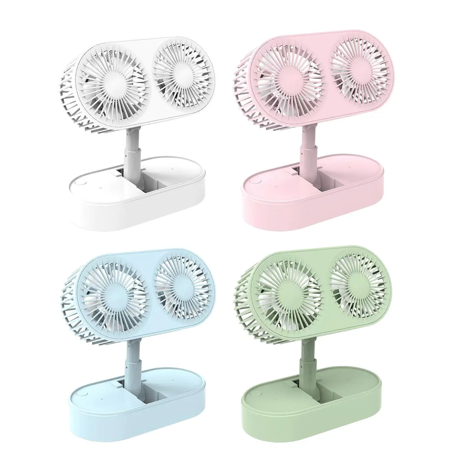 مروحة مكتب قابلة للطي مع مروحة مزدوجة 360 درجة دوران التبريد مروحة مكتب صغيرة للسفر