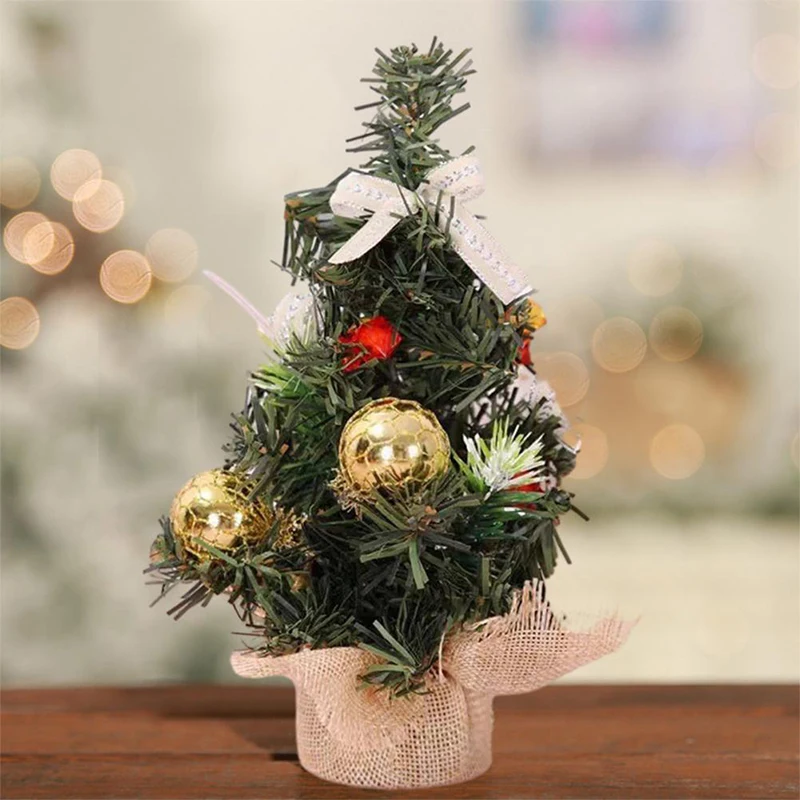 20Cm Mini Kerstboom Nieuwjaarsdecoratie Indoor Thuiskantoor Kleine Hanger Diy Nieuwjaarscadeaus Voor Vrienden Home Decor