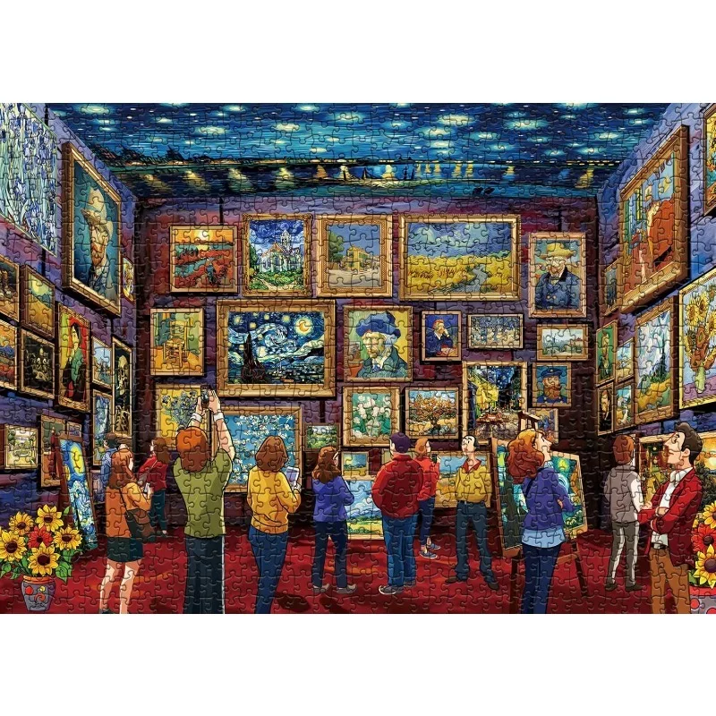 Van Gogh Jigsaw Puzzle Series, 1000pcs for Adults; "Starry Night" Art Painting Jigsaw Puzzle; Sunflower And Iris Series Challe image 3