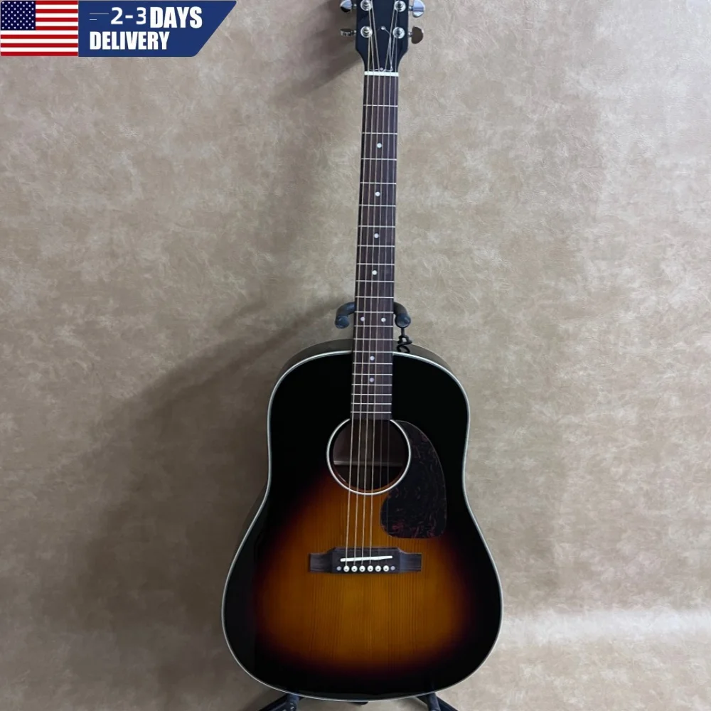 

Fast Delivery Sunburst J Series Acoustic Guitar Spruce Top Rosewood Fretboard 20 Frets