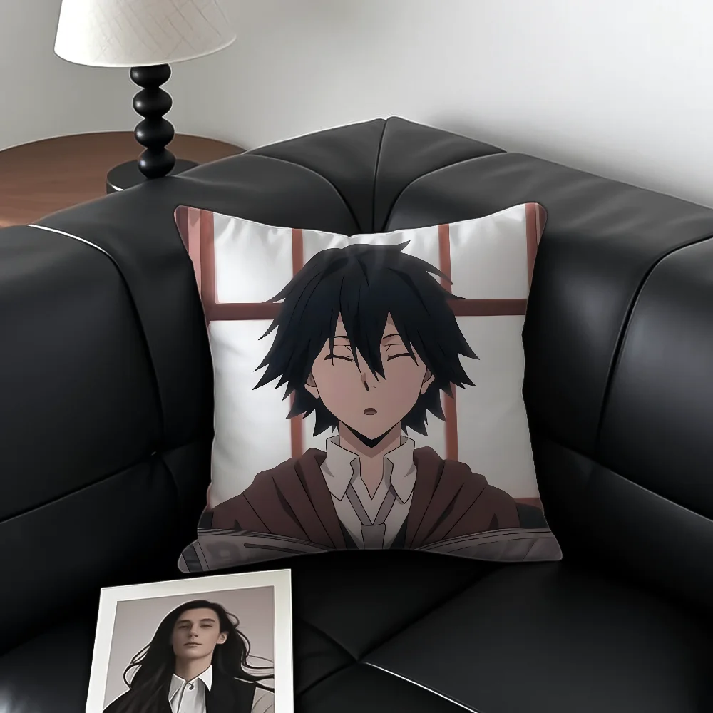 B-Bungo Stray Dogs Pillow Case Anti-dustmite Pillowcase Invisible zipper silky short plush Sofa cushion cover