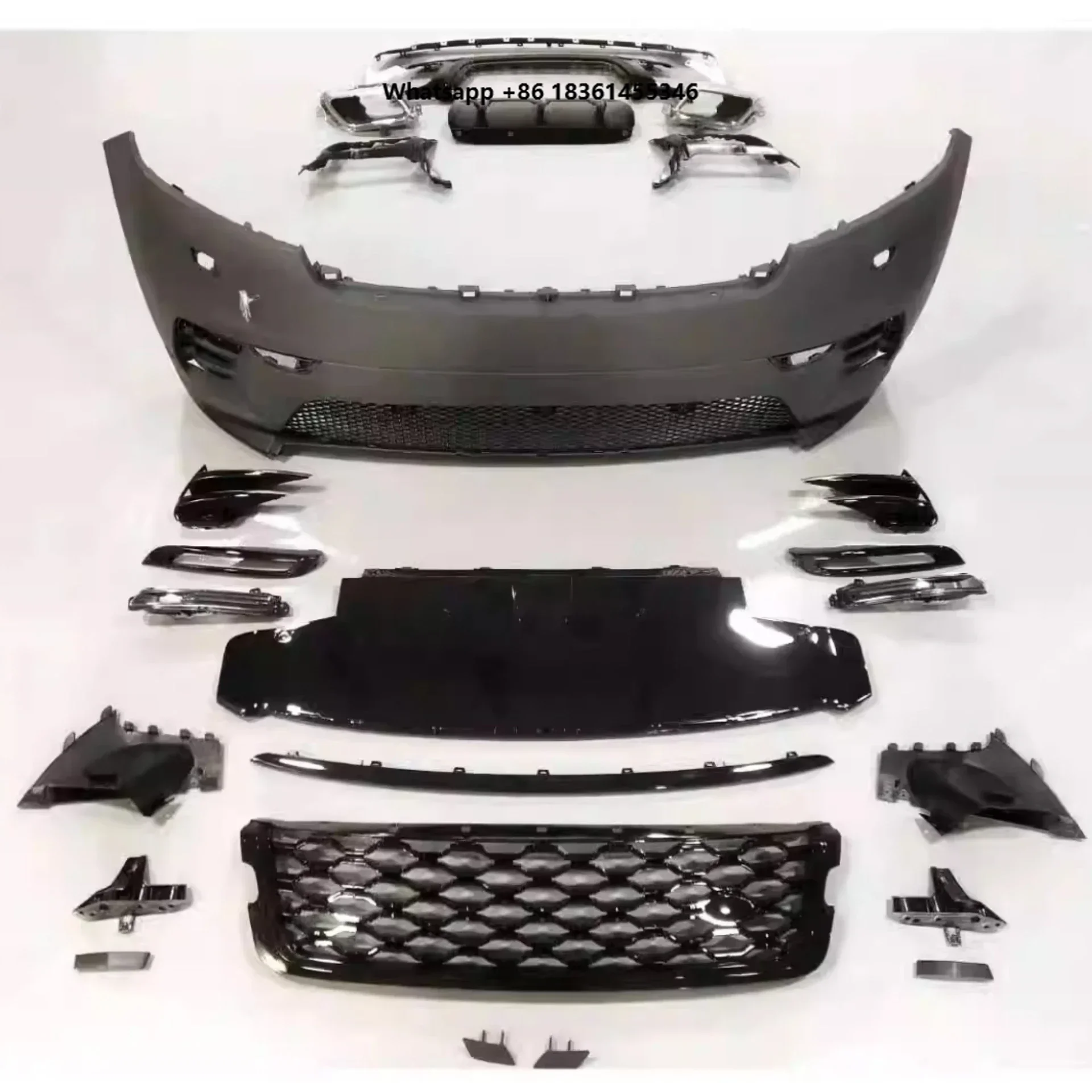 For Velar Tail Throat Convert Deluxe Surround Body Kit PP Material Front Bumper Assembly Grille Rear Lip