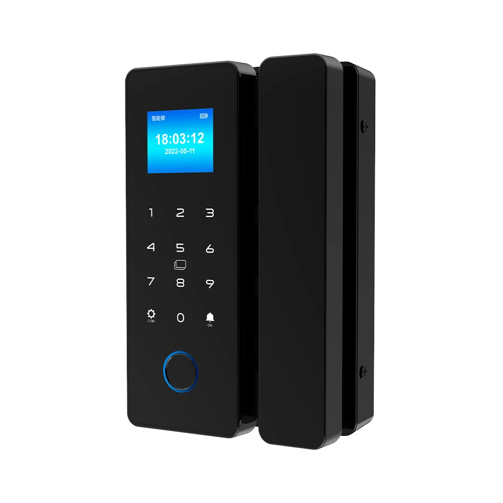 Glass door fingerprint lock Office single/double door password lock card remote control electronic access control