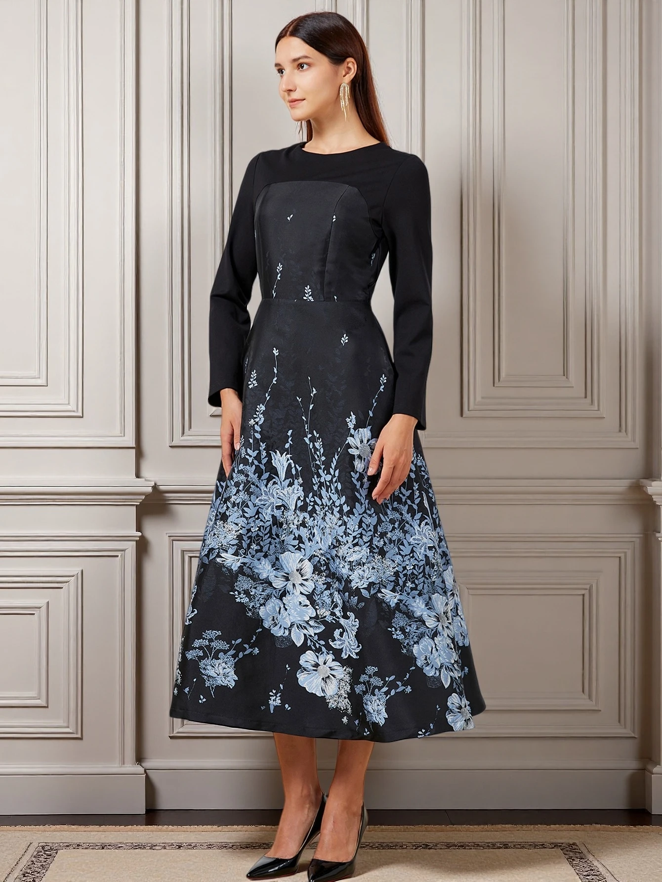 

DEVCHATA New Arab Elegant Jacquard Abaya Kaftan Dress Islamic Fashion Muslim Dress Clothing Design Women Black Dubai Abaya