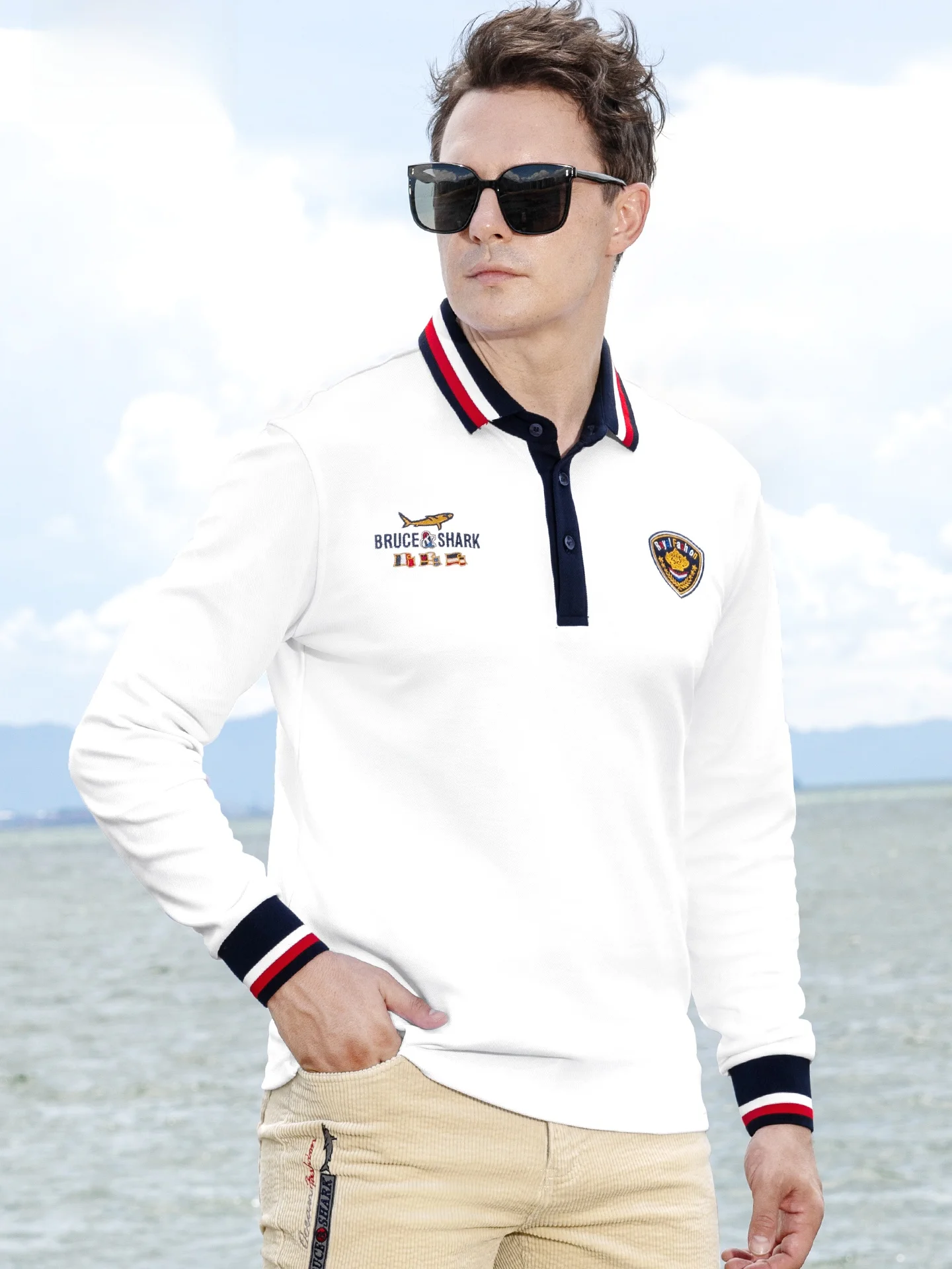 

Men's Large Size Cotton irt Loose Long Sve Faion Brand Bruce & ark Autumn New Arrival Breathable Thiened T-irt