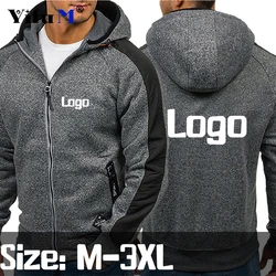 Custom Logo Spring Autumn Mens Logo Hoodies For Mens Print Hooded Zipper Jackets Fashion Warm Padded Tops Male Jacket 2024